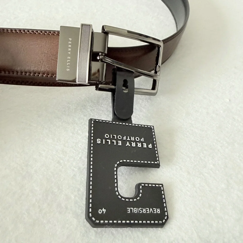 Perry Ellis Portfolio Reversible Leather Belt‎ Size 40 Brown Black NWT